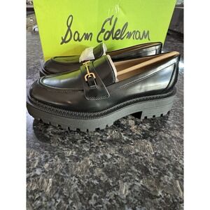 Sam Edelman Women's Lea Platform Loafer Black Leather 6.5M Shoes. Dress Casual